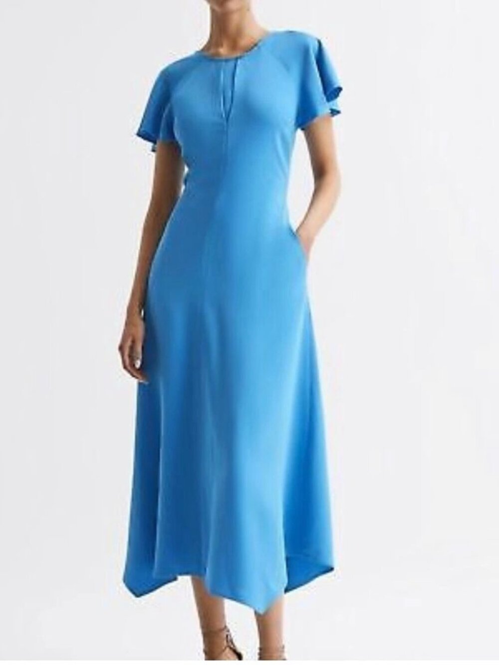 NWOT REISS London Eleni Cap Sleeve Cross-Back Midi Maxi Dress Size 6